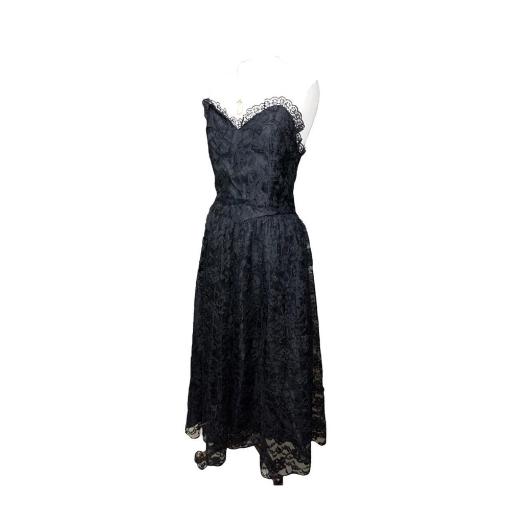 90s Y2K Lace Dress Maxi Madonna Black Corset Structured Bust